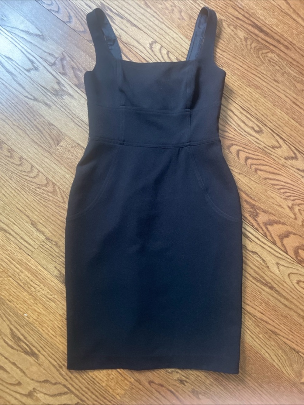 London Times Black Square-Neck Midi Sheath Dress size 4